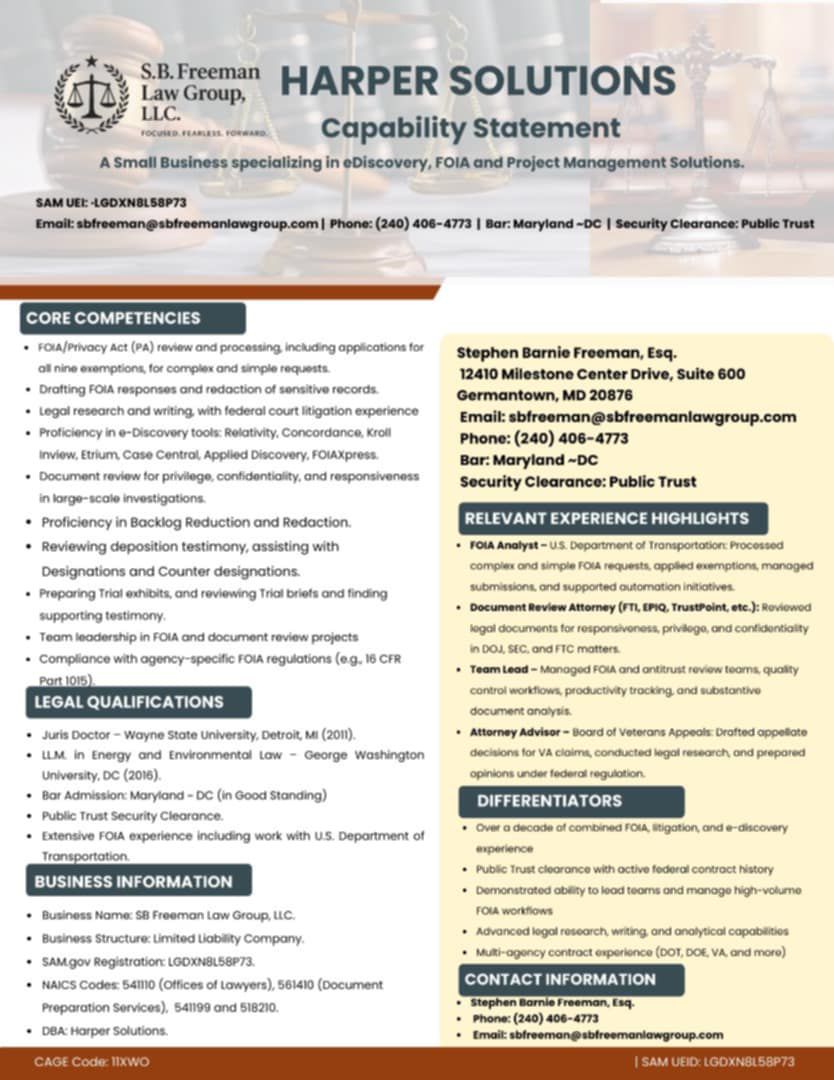 Capability Statement & Proposal Support